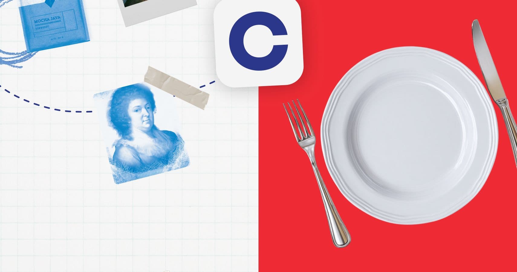 Fond d'image rouge avec une assiette blanche